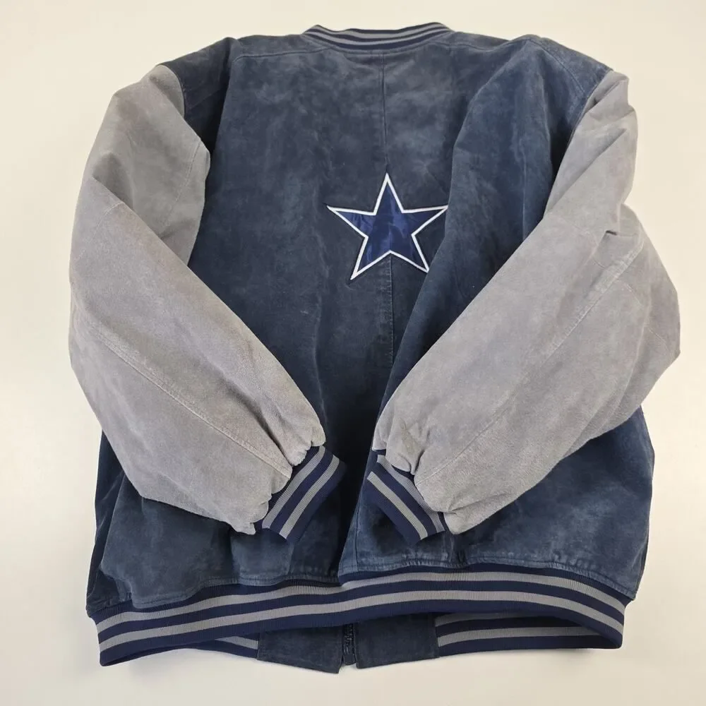 Vintage 90s Dallas Cowboys Pro Player Suede LeatherJacket Men's 2XL Two Tone‎ - Picture 11 of 13